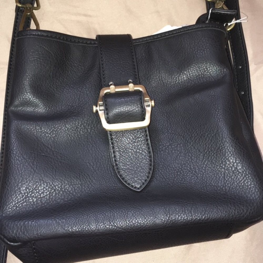Black leather cross body bag